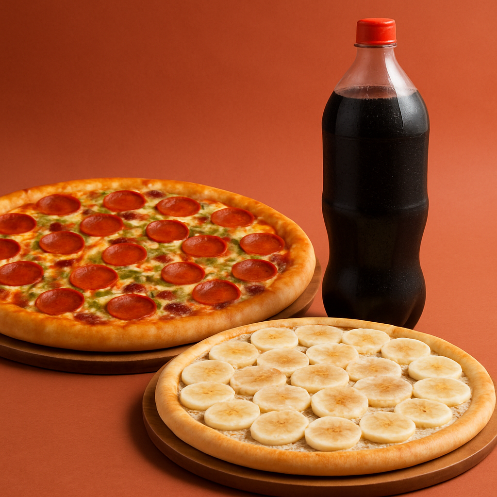 🍕Pizza 40cm + Doce Banana Nevada 30cm + Refri 2L